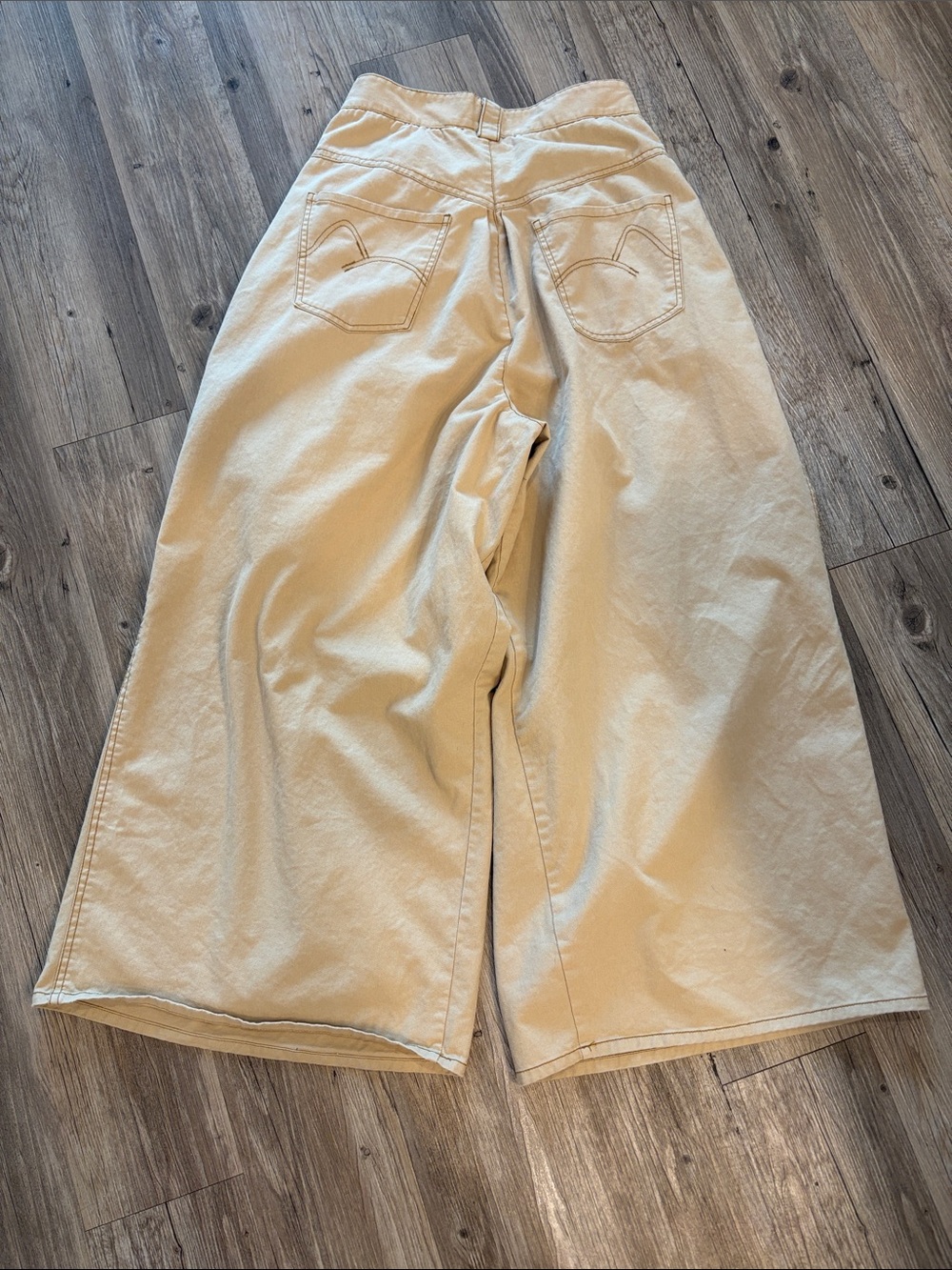 Farm Rio Khaki Wide Leg Palazzo Pants Low Rise Pleated 100% Cotton S - Picture 11 of 15